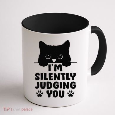 Funny Cat Im Silently Judging You Coffee Mug back