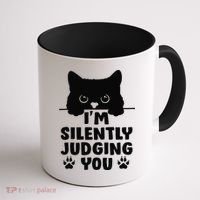 Funny Cat Im Silently Judging You Coffee Mug thumb 1