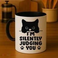 Funny Cat Im Silently Judging You Coffee Mug thumb 4