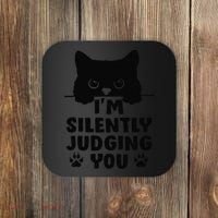Funny Cat Im Silently Judging You Coaster thumb 0