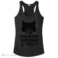 Funny Cat Im Silently Judging You Ladies PosiCharge Competitor Racerback Tank thumb 0