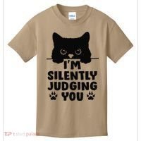 Funny Cat Im Silently Judging You Kids T-Shirt thumb 0