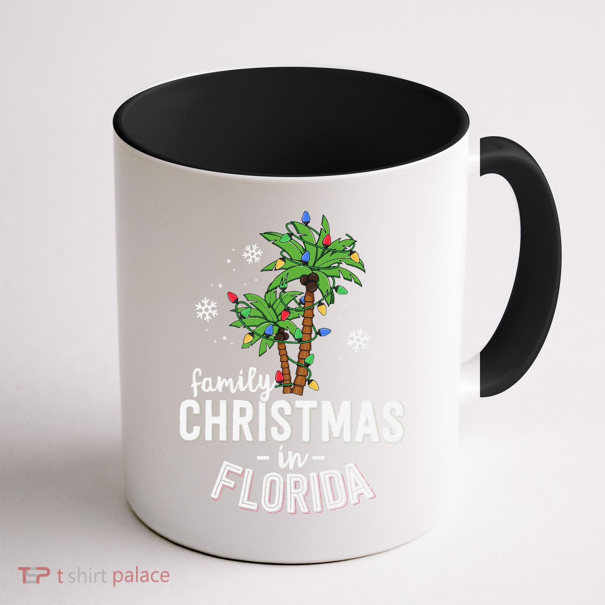 Family Christmas In Florida Palm Trees Xmas Beach Vacation Coffee Mug