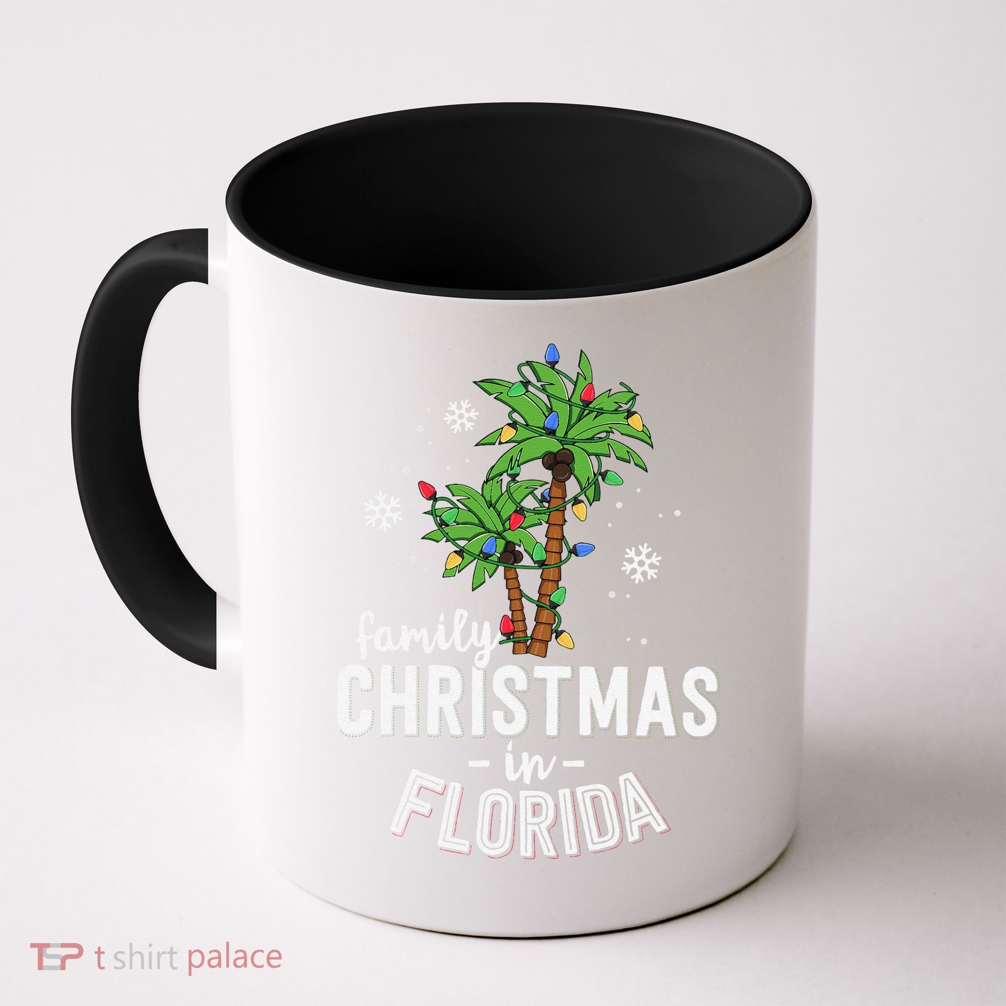 Family Christmas In Florida Palm Trees Xmas Beach Vacation Coffee Mug