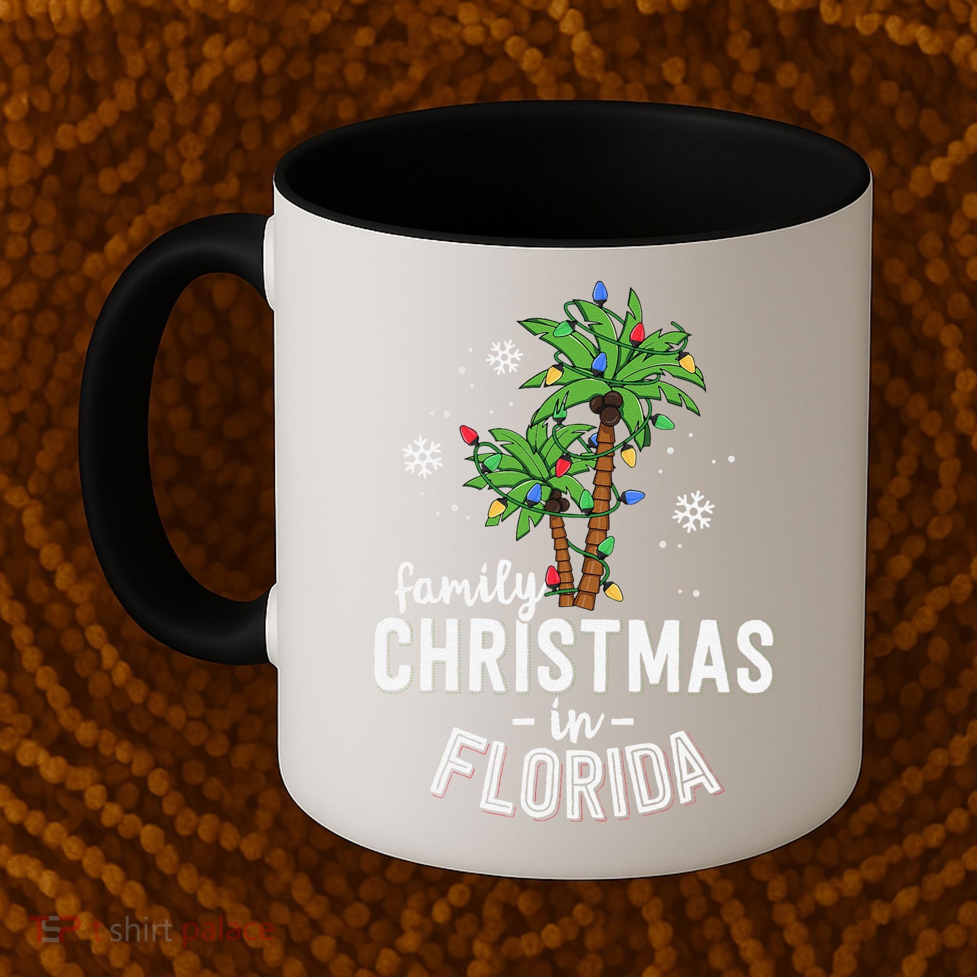 Family Christmas In Florida Palm Trees Xmas Beach Vacation Coffee Mug