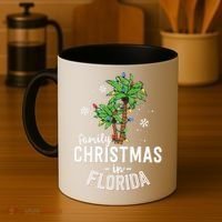 Family Christmas In Florida Palm Trees Xmas Beach Vacation Coffee Mug thumb 4