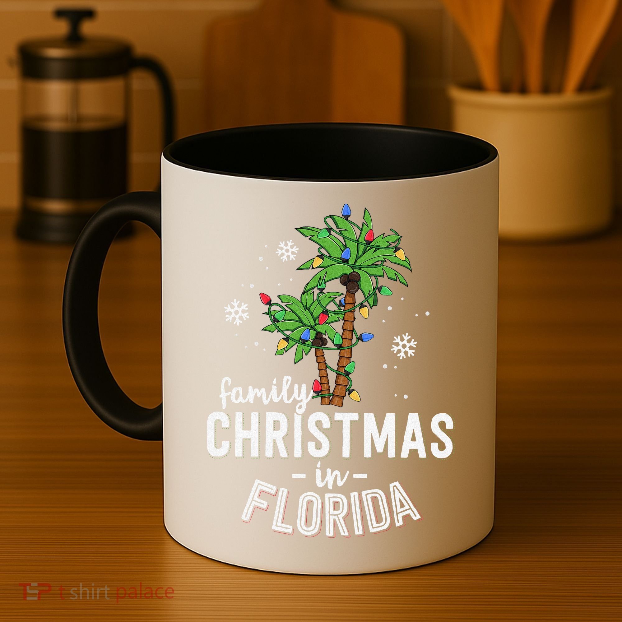 Family Christmas In Florida Palm Trees Xmas Beach Vacation Coffee Mug