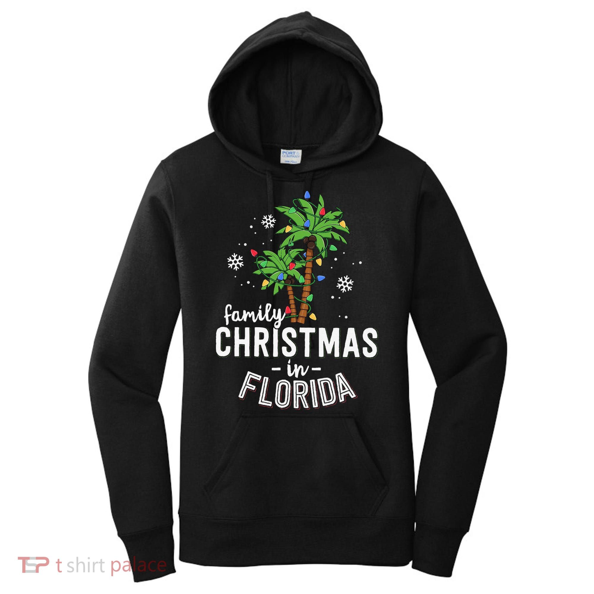 Family Christmas In Florida Palm Trees Xmas Beach Vacation Women's Hoodie
