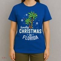 Family Christmas In Florida Palm Trees Xmas Beach Vacation T-Shirt thumb 4