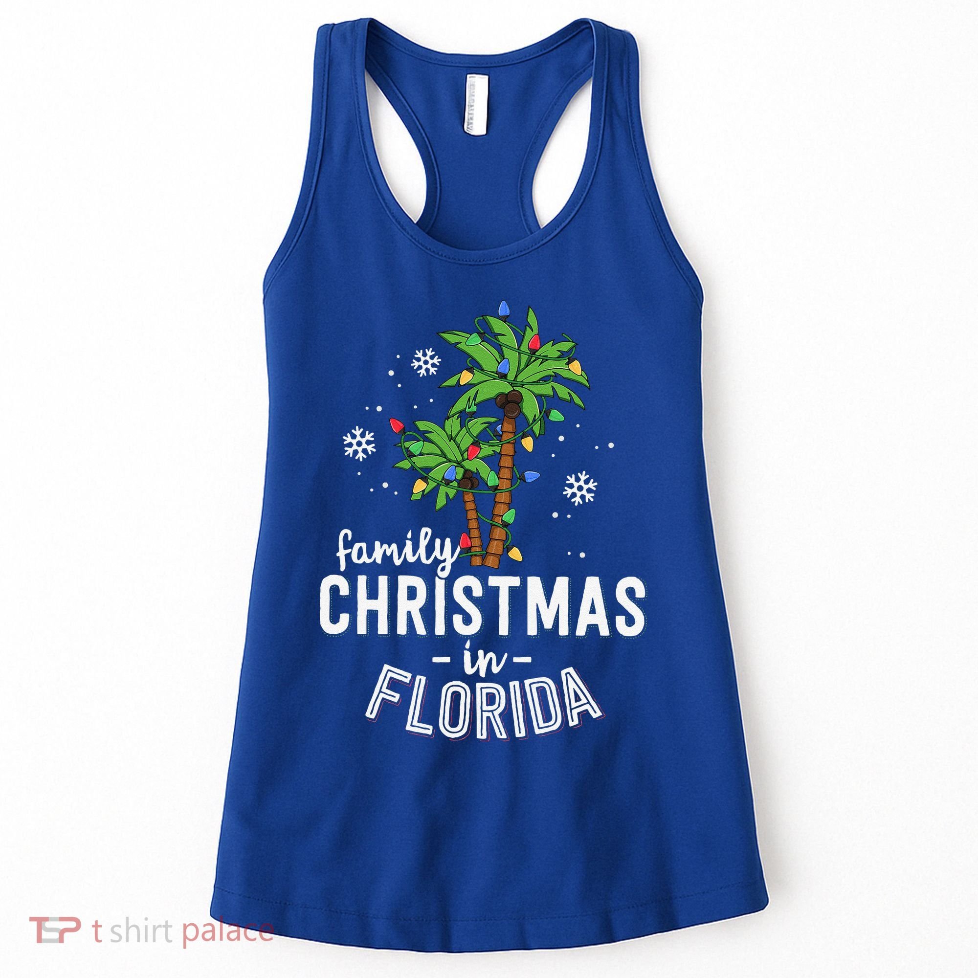 Family Christmas In Florida Palm Trees Xmas Beach Vacation Women's Tank Top
