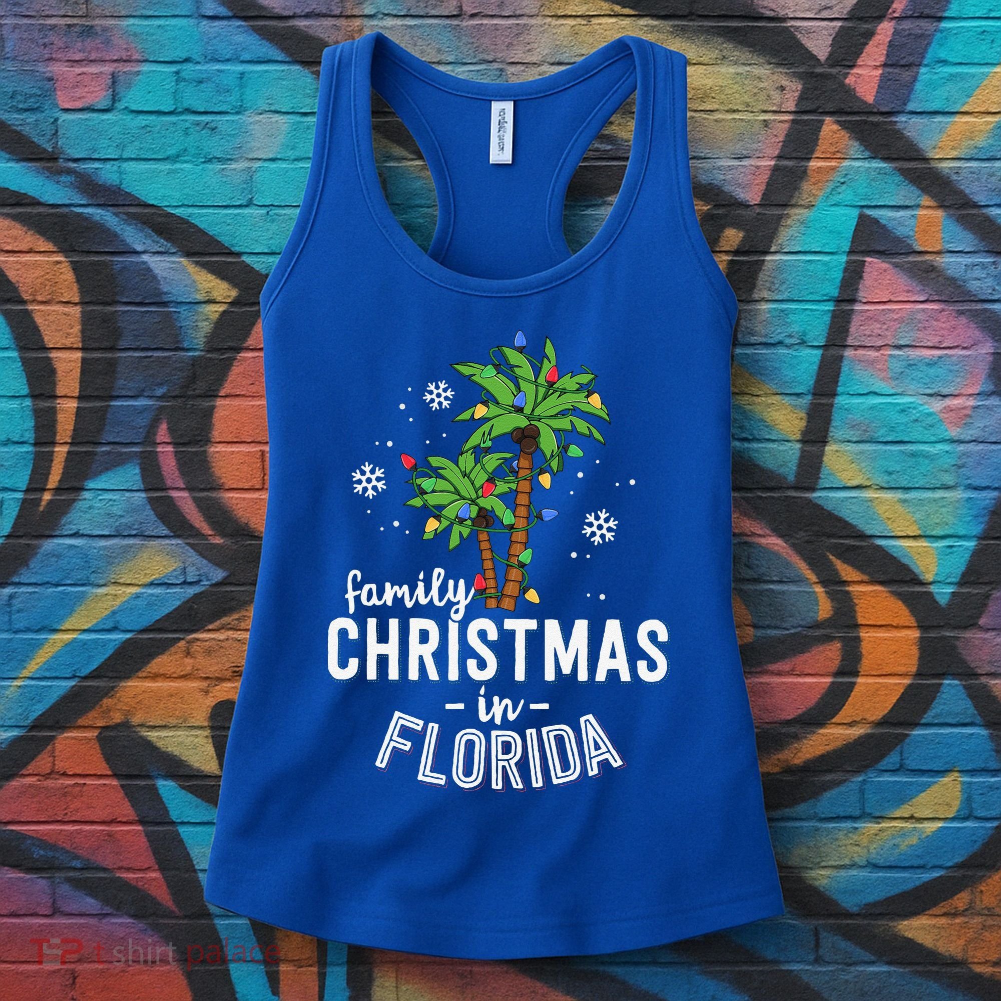 Family Christmas In Florida Palm Trees Xmas Beach Vacation Women's Tank Top