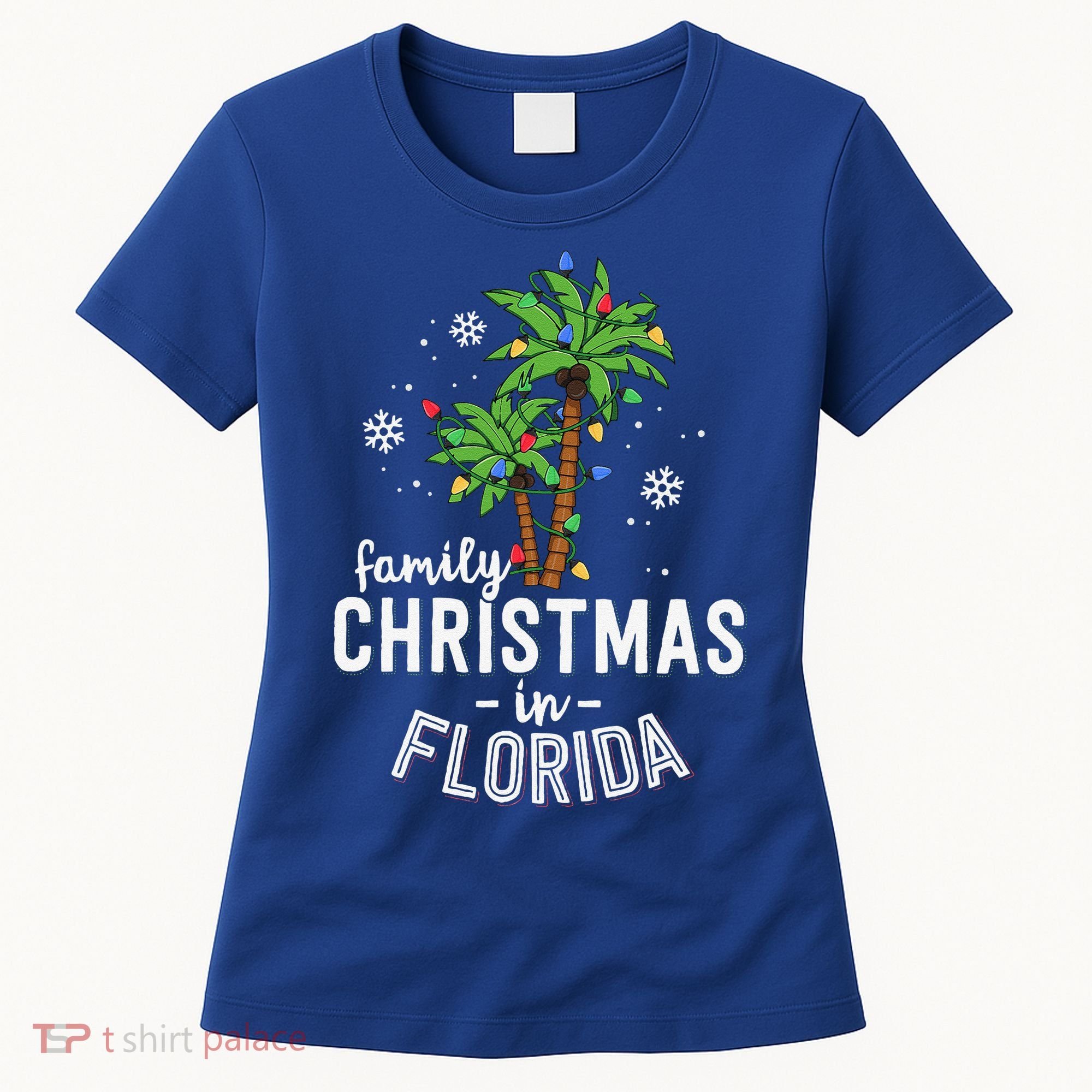 Family Christmas In Florida Palm Trees Xmas Beach Vacation Women's T-Shirt