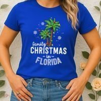 Family Christmas In Florida Palm Trees Xmas Beach Vacation Women's T-Shirt thumb 2