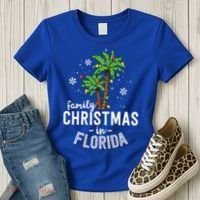 Family Christmas In Florida Palm Trees Xmas Beach Vacation Women's T-Shirt thumb 3
