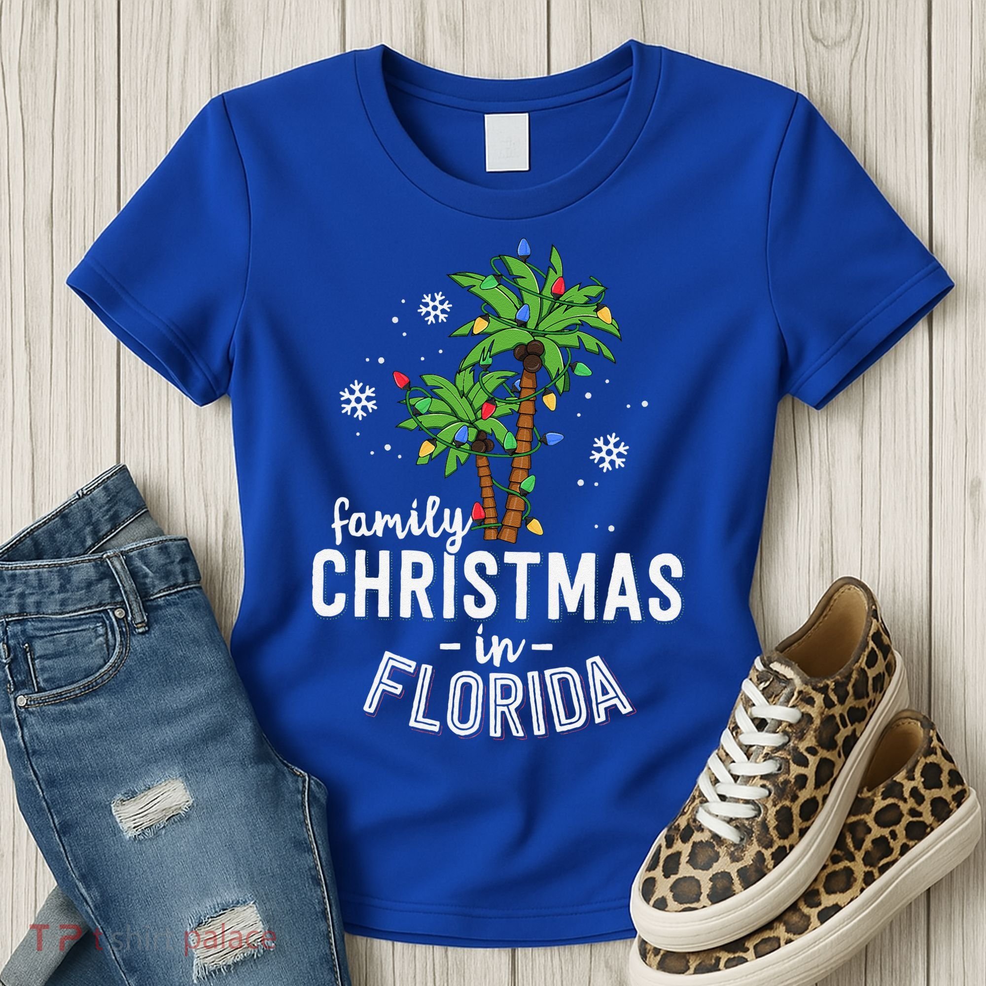 Family Christmas In Florida Palm Trees Xmas Beach Vacation Women's T-Shirt