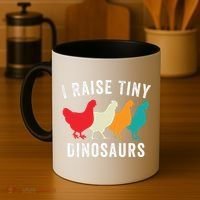 Funny Chickens I Raise Tiny Dinosaurs Backyard Chickens Homestead Chicken Lover Coffee Mug thumb 4
