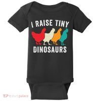 Funny Chickens I Raise Tiny Dinosaurs Backyard Chickens Homestead Chicken Lover Baby Bodysuit thumb 0