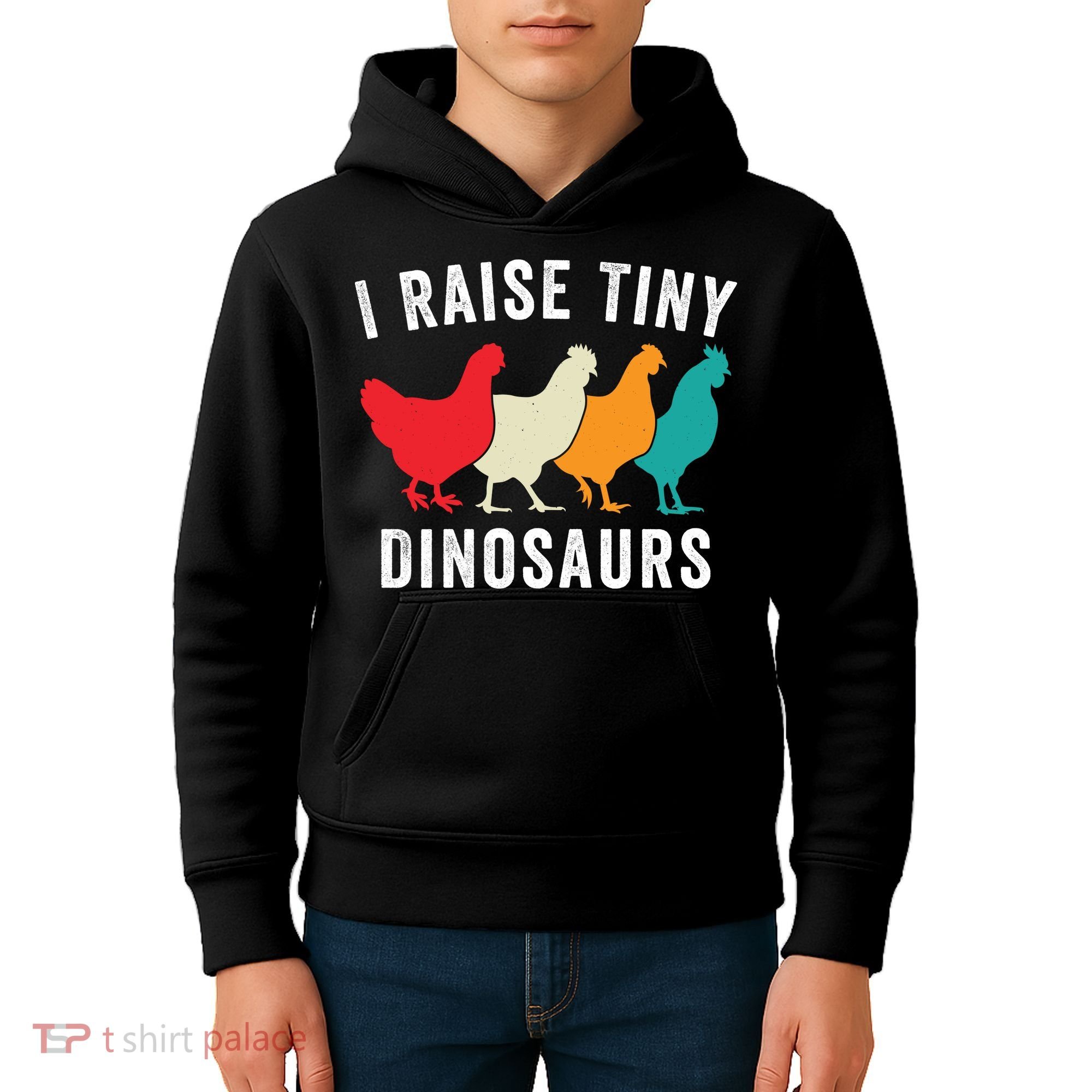 Funny Chickens I Raise Tiny Dinosaurs Backyard Chickens Homestead Chicken Lover Kids Hoodie
