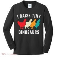 Funny Chickens I Raise Tiny Dinosaurs Backyard Chickens Homestead Chicken Lover Kids Long Sleeve Shirt thumb 0