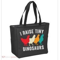 Funny Chickens I Raise Tiny Dinosaurs Backyard Chickens Homestead Chicken Lover Tote Bag thumb 2