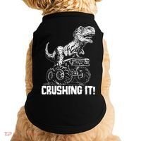 Funny Crushing It T Rex Dinosaur In Monster Truck Doggie Tank thumb 0