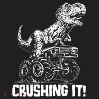 Funny Crushing It T Rex Dinosaur In Monster Truck Beanie thumb 2