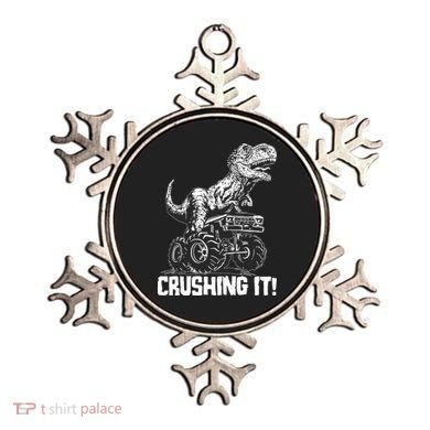 Funny Crushing It T Rex Dinosaur In Monster Truck Ornament