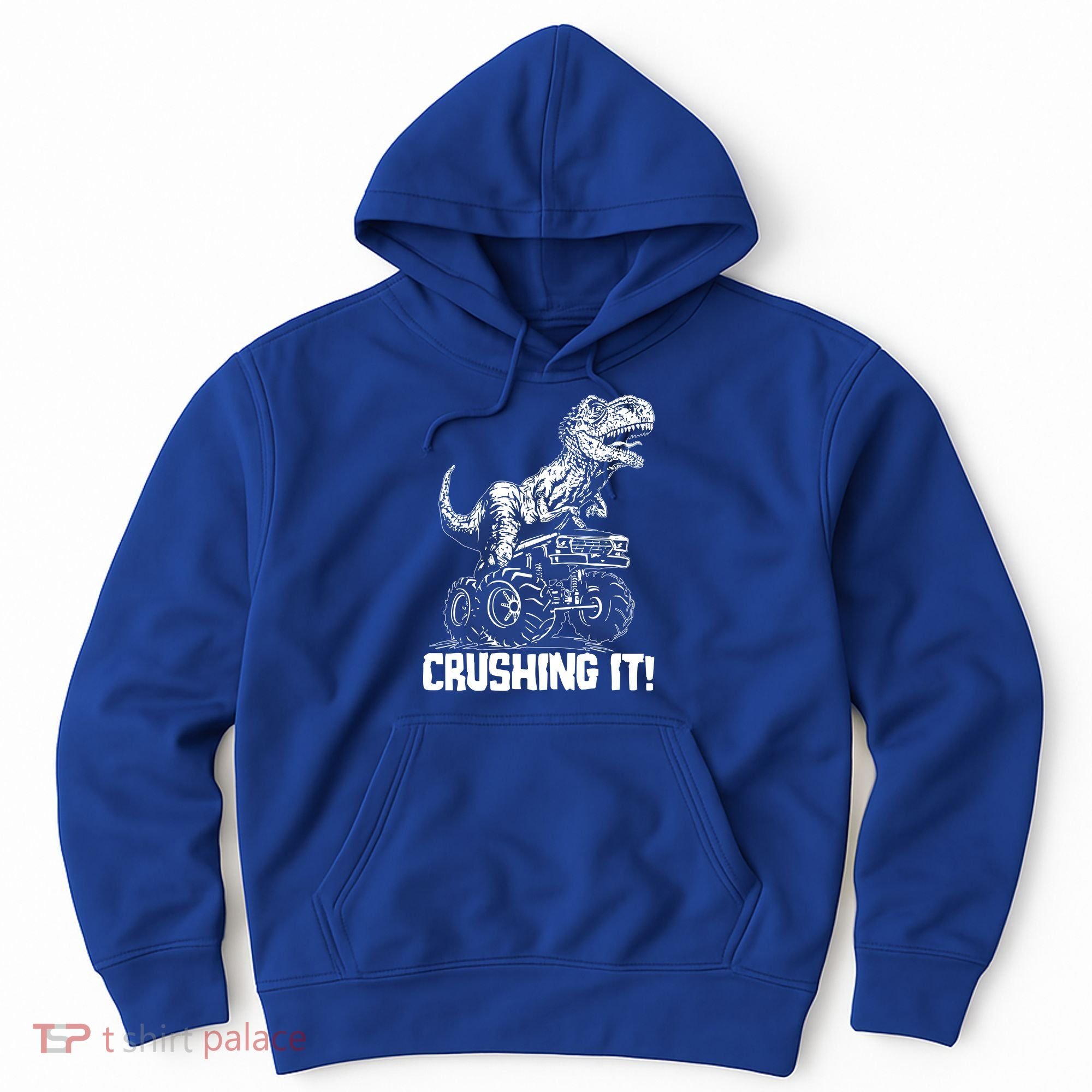Funny Crushing It T Rex Dinosaur In Monster Truck Hoodie