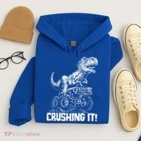 Funny Crushing It T Rex Dinosaur In Monster Truck Hoodie thumb 4