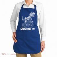 Funny Crushing It T Rex Dinosaur In Monster Truck Apron thumb 2