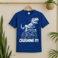 Funny Crushing It T Rex Dinosaur In Monster Truck T-Shirt thumb 2