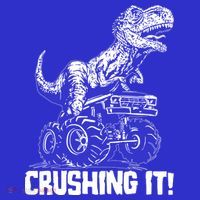 Funny Crushing It T Rex Dinosaur In Monster Truck T-Shirt thumb 7