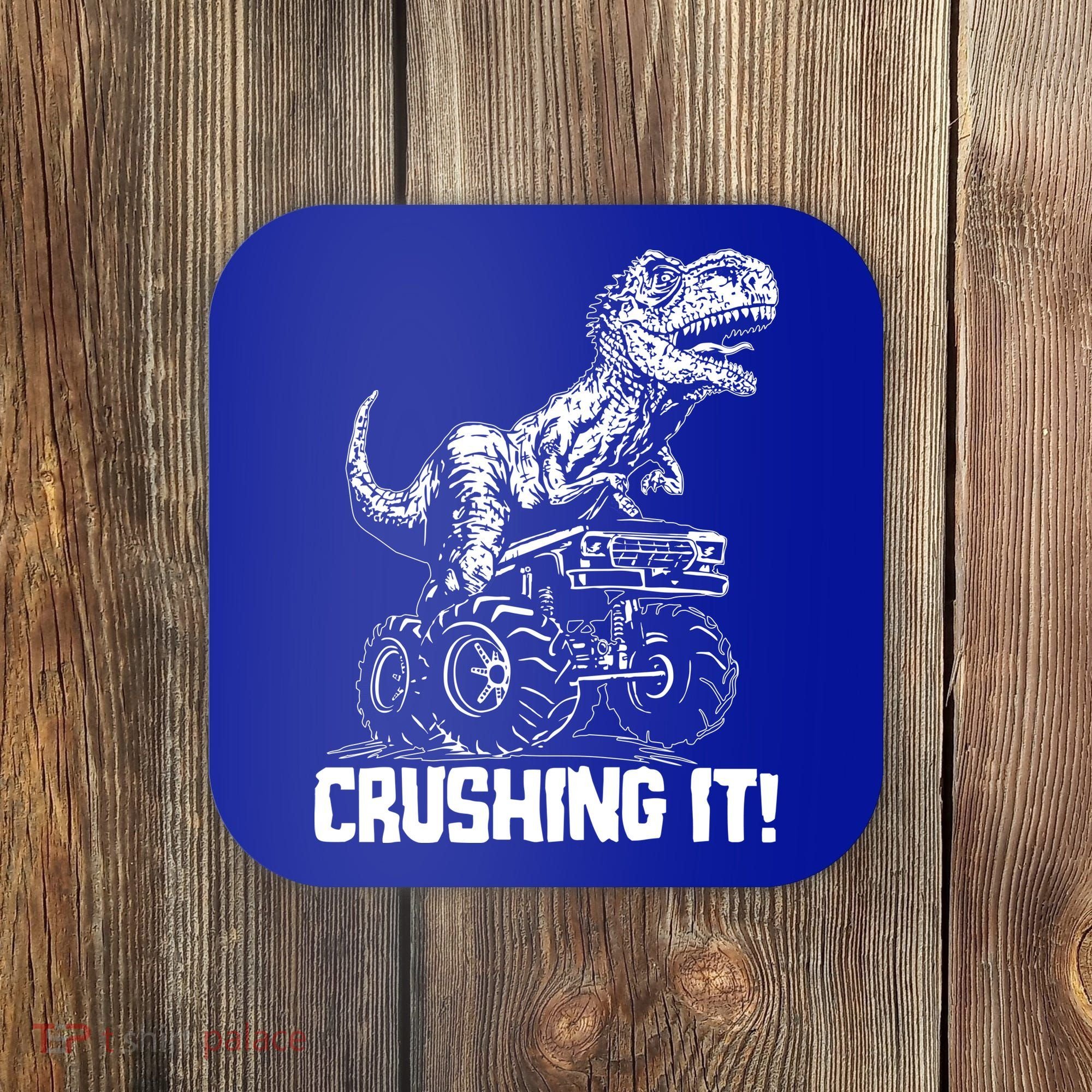 Funny Crushing It T Rex Dinosaur In Monster Truck Coaster