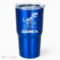 Funny Crushing It T Rex Dinosaur In Monster Truck Tumbler thumb 0