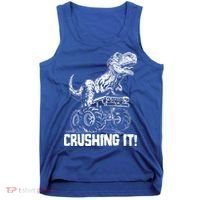 Funny Crushing It T Rex Dinosaur In Monster Truck Tank Top thumb 0