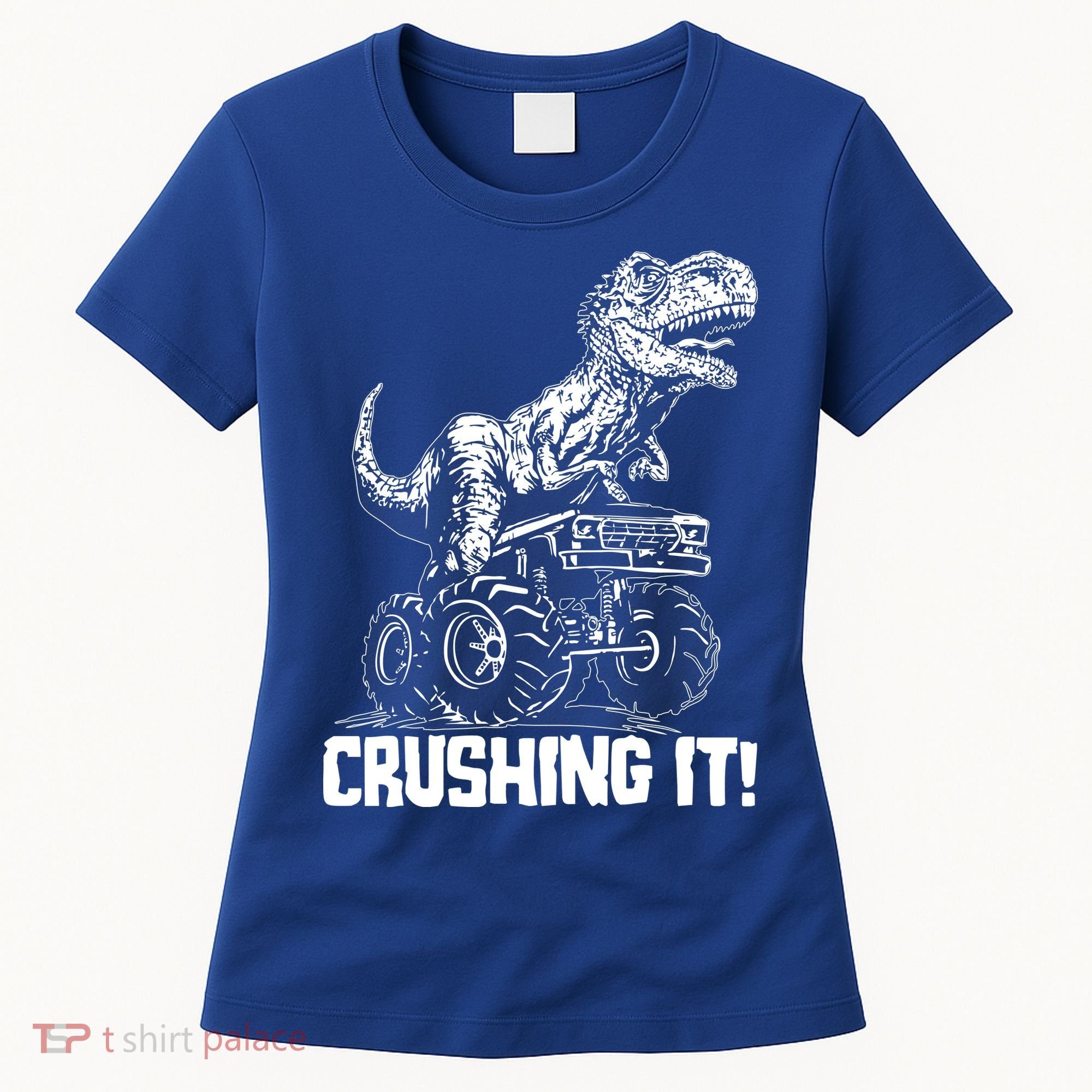Funny Crushing It T Rex Dinosaur In Monster Truck Women's T-Shirt