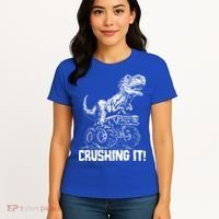Funny Crushing It T Rex Dinosaur In Monster Truck Women's T-Shirt thumb 4