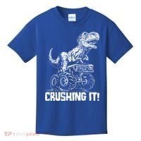 Funny Crushing It T Rex Dinosaur In Monster Truck Kids T-Shirt thumb 0