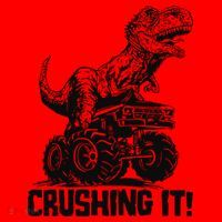 Funny Crushing It T Rex Dinosaur In Monster Truck Santa Hat thumb 1