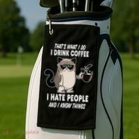 Funny Cat I Coffee Hate People And I Know Things Cat Gift Golf Towel thumb 2