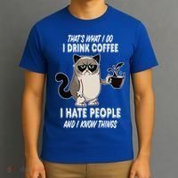 Funny Cat I Coffee Hate People And I Know Things Cat Gift T-Shirt thumb 3