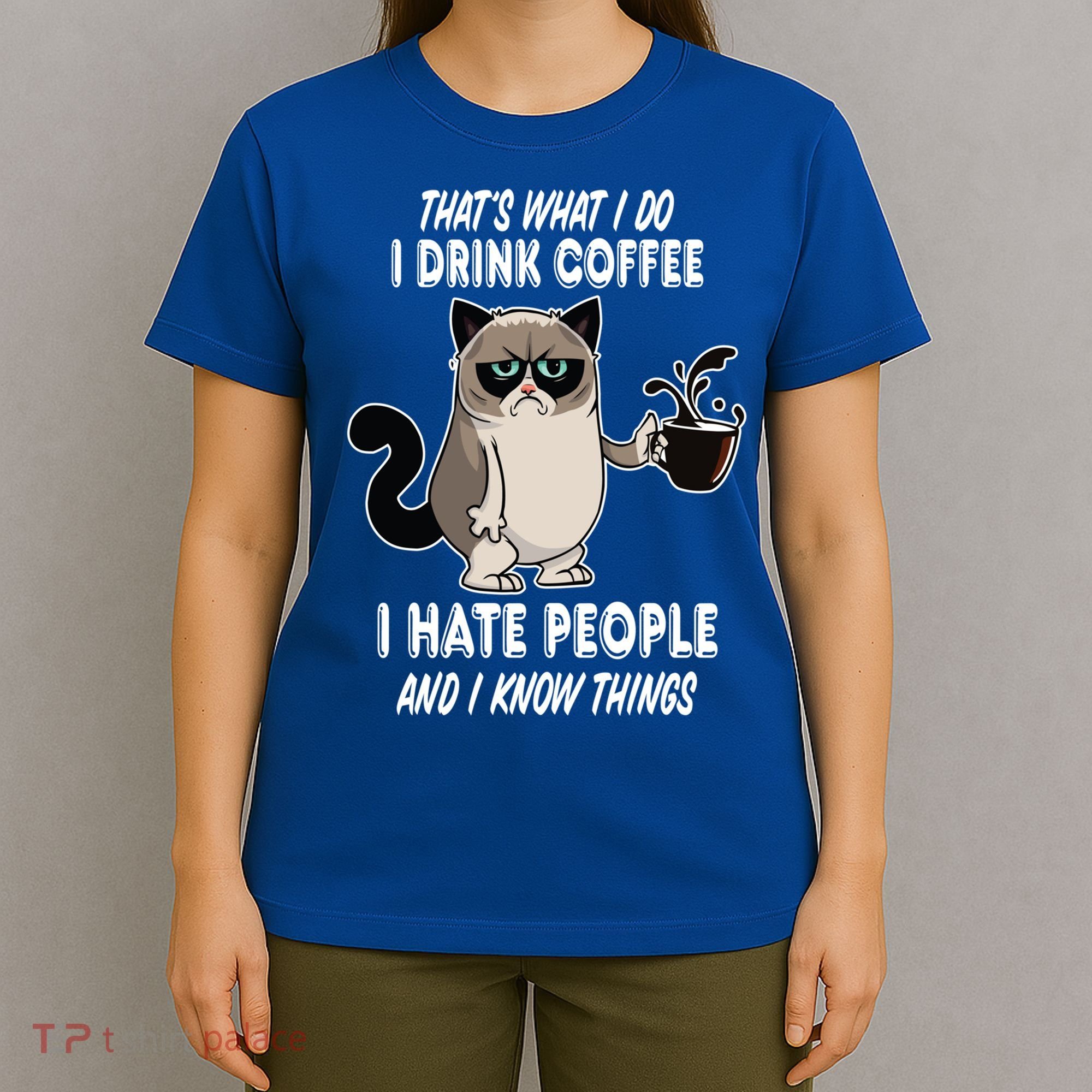 Funny Cat I Coffee Hate People And I Know Things Cat Gift T-Shirt