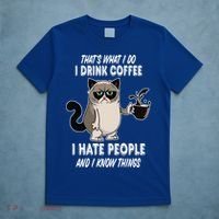 Funny Cat I Coffee Hate People And I Know Things Cat Gift T-Shirt thumb 5