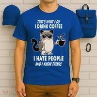Funny Cat I Coffee Hate People And I Know Things Cat Gift T-Shirt thumb 6