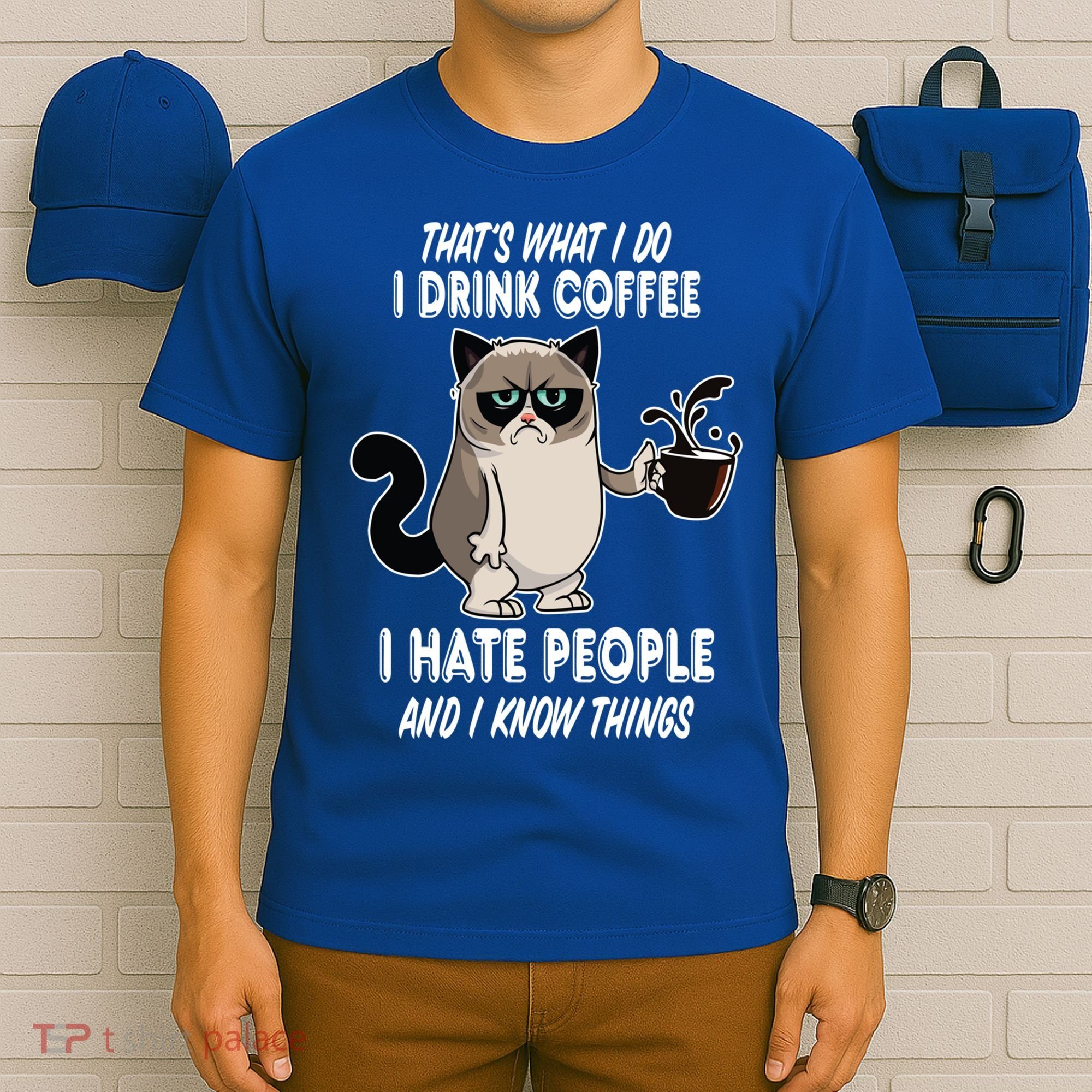 Funny Cat I Coffee Hate People And I Know Things Cat Gift T-Shirt