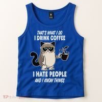 Funny Cat I Coffee Hate People And I Know Things Cat Gift Tank Top thumb 2