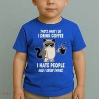 Funny Cat I Coffee Hate People And I Know Things Cat Gift Toddler T-Shirt thumb 2
