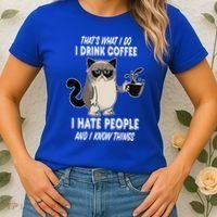 Funny Cat I Coffee Hate People And I Know Things Cat Gift Women's T-Shirt thumb 2