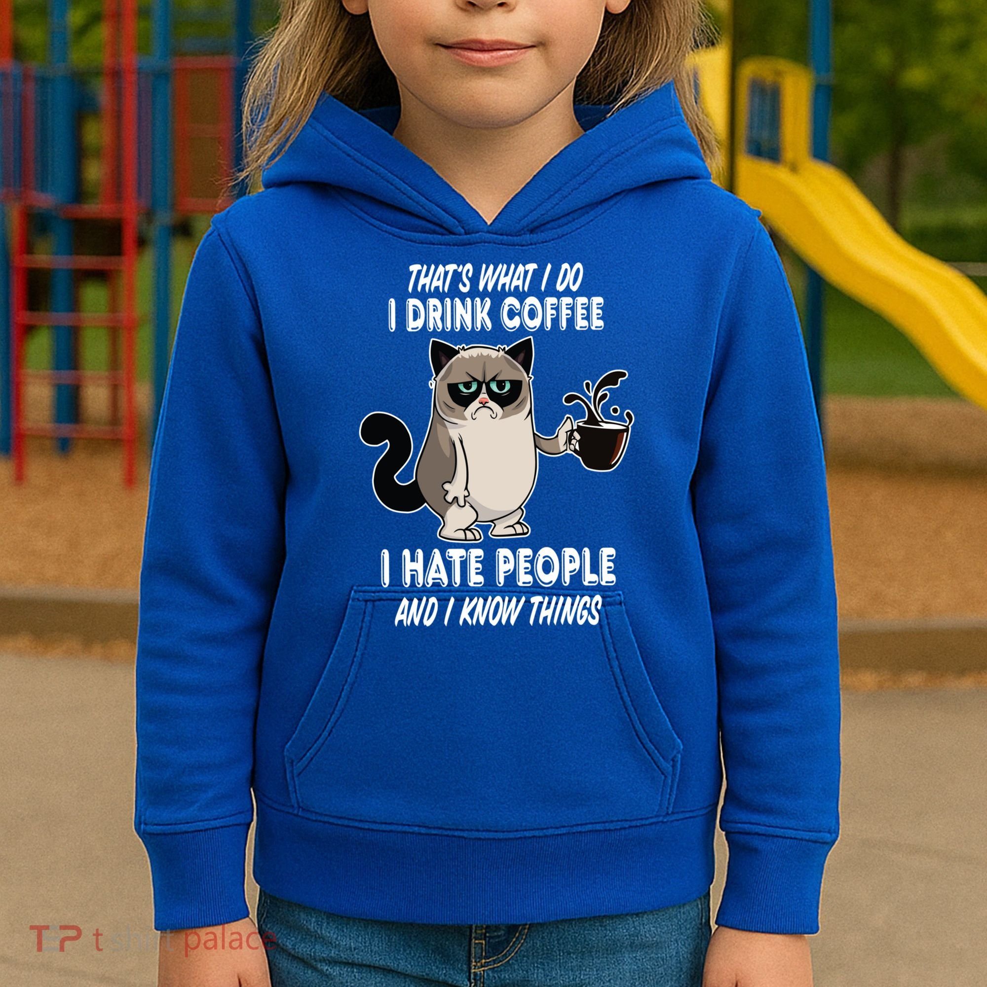Funny Cat I Coffee Hate People And I Know Things Cat Gift Kids Hoodie