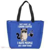 Funny Cat I Coffee Hate People And I Know Things Cat Gift Tote Bag thumb 0